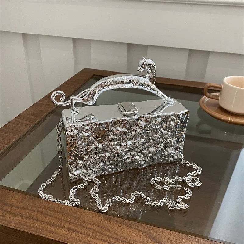Luxury Acrylic Chain Mini Clutch — Gold Silver | KIMLUD