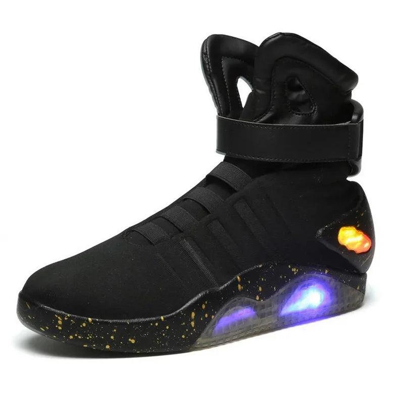 Children Basketball Shoes USB LED Luminous Casual Black | KIMLUD
