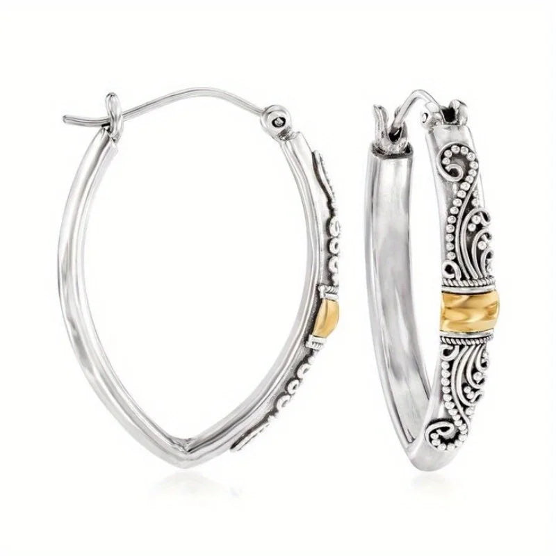 Drop Earrings – Carved Geometric Pendant – Zinc Alloy | KIMLUD