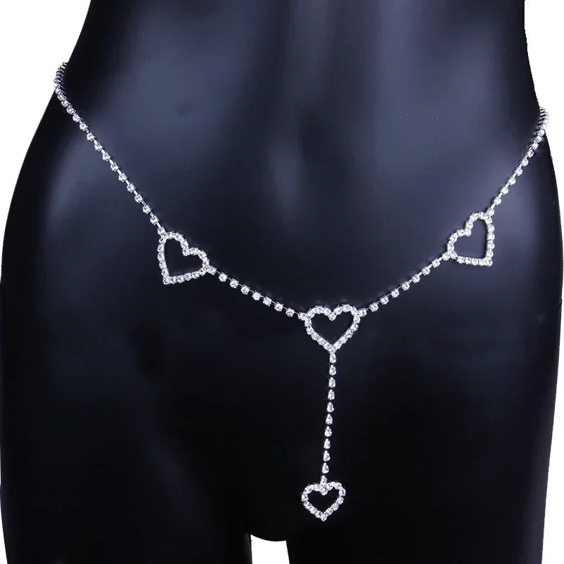 Gold-Tone Chain Belt Multilayer Tassel Rhinestones — Gold | KIMLUD