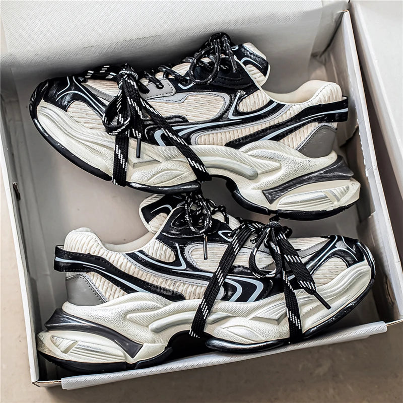 Men's Dad Shoes – Height Increase Sole – Mesh Upper – Multi-Strap | KIMLUD