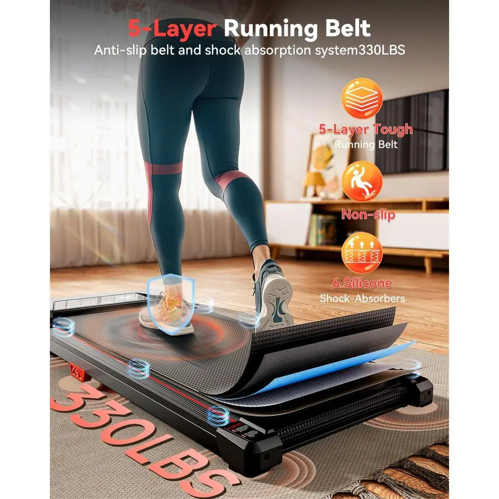 Compact Desk Treadmill With Incline, 2.5HP Quiet Home Office Run — Black | KIMLUD