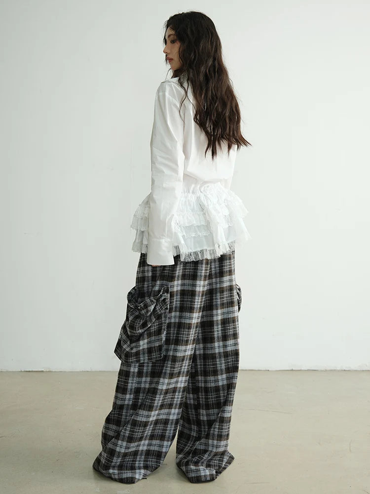 Blouse – Lace Ruffles – Jersey – White | KIMLUD