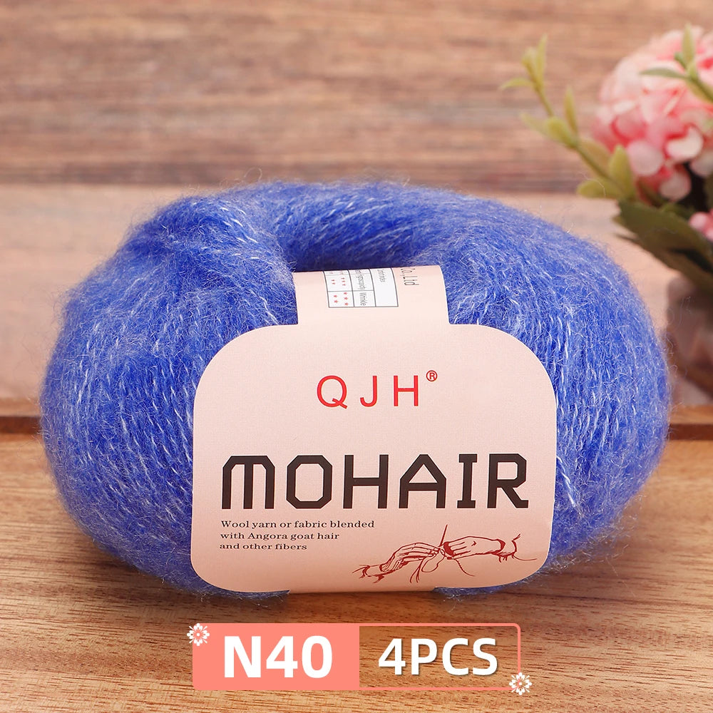 Mohair Yarn Set 4-Skein Bundle, 130m Each — Multicolor | KIMLUD