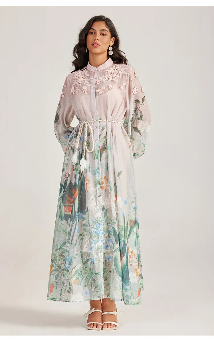 Sle Long Sve Embroidered Dr Stand Collar Tee Dimensional Holiday Faion Low Waist Thi Winter Street Sle