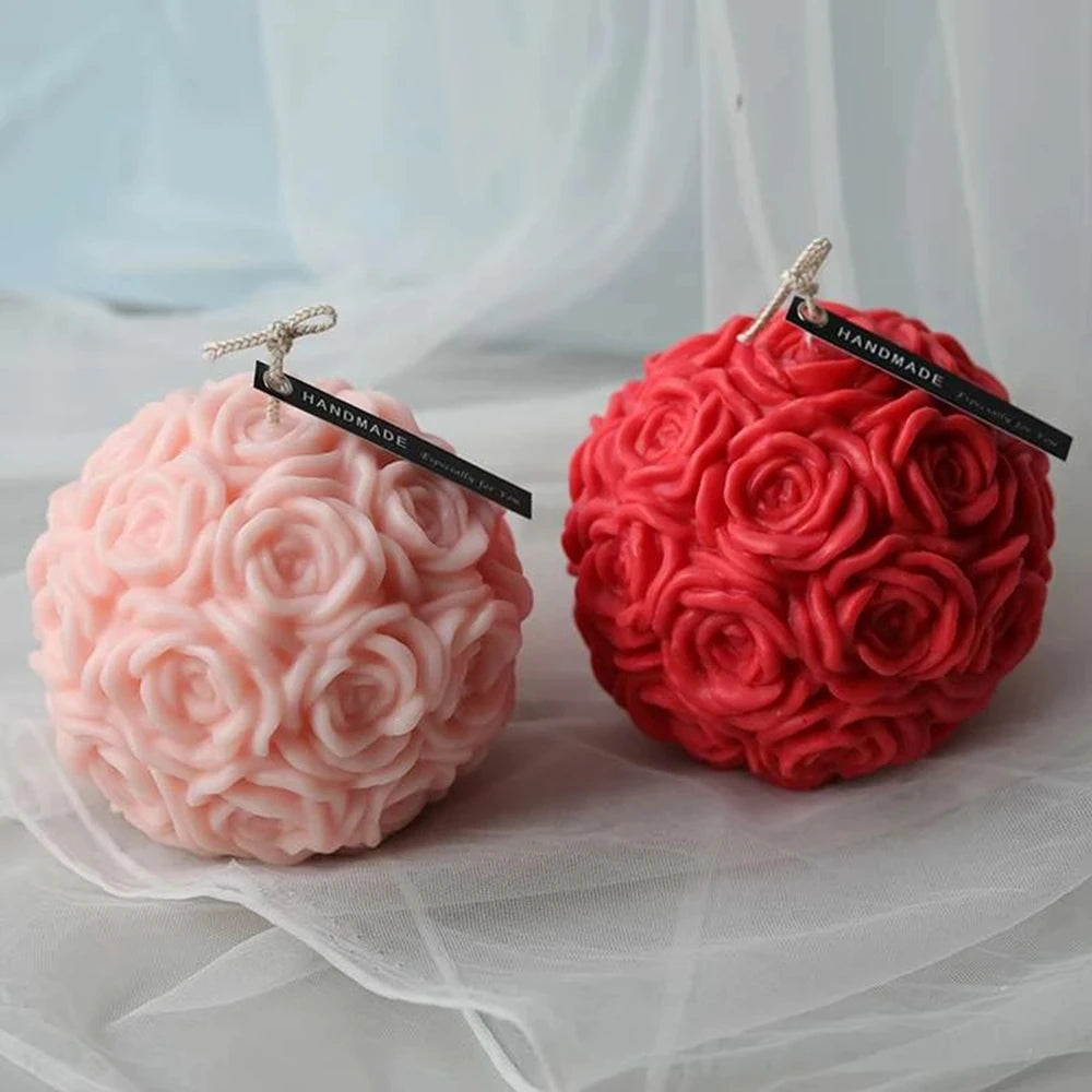 KIMLUD, 3D Rose Shape Ball Candle 7cm Rose Scented Flower Candles Girls Home Birthday Party Decoration Ball Wax Fragrance Candles Gift, KIMLUD Womens Clothes