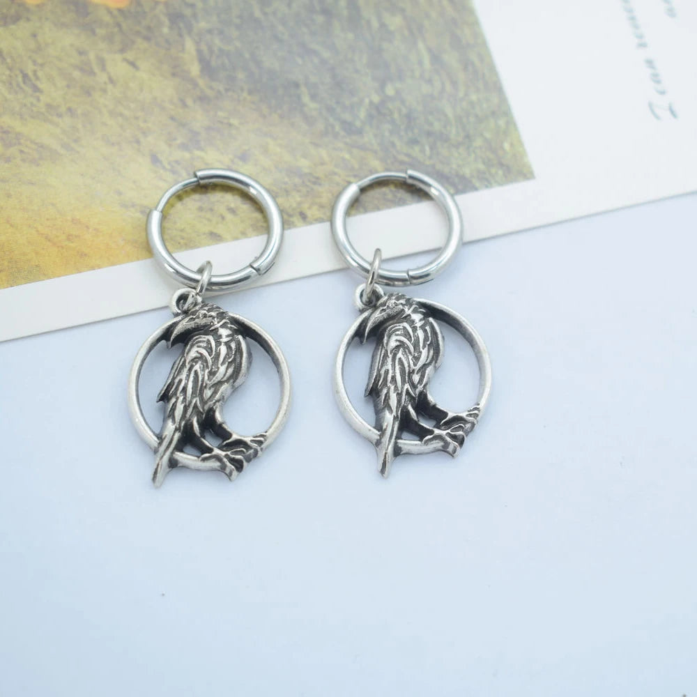 Norse viking bird celtics raven earring