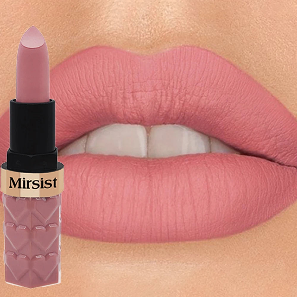 Silky Matte Velvet Nude Peach Lipstick Waterproof Long Lasting Natural Lip Stain Not Easy Fade Lip Balm Women Lip Stick Cosmetic