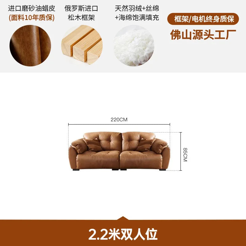 Electric Leather Loveseat Sofa Bed — Brown | KIMLUD