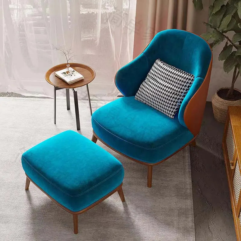Velvet Nordic Lounge Chair With Cloud Cushion — Ivory | KIMLUD