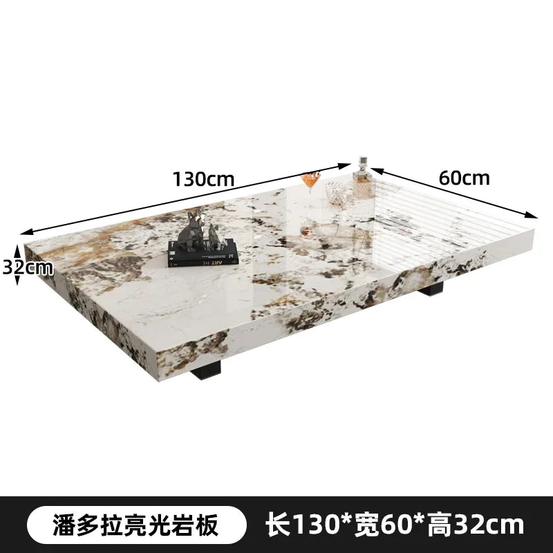 Rock Slab Coffee Table Rectangular Countertop — White | KIMLUD