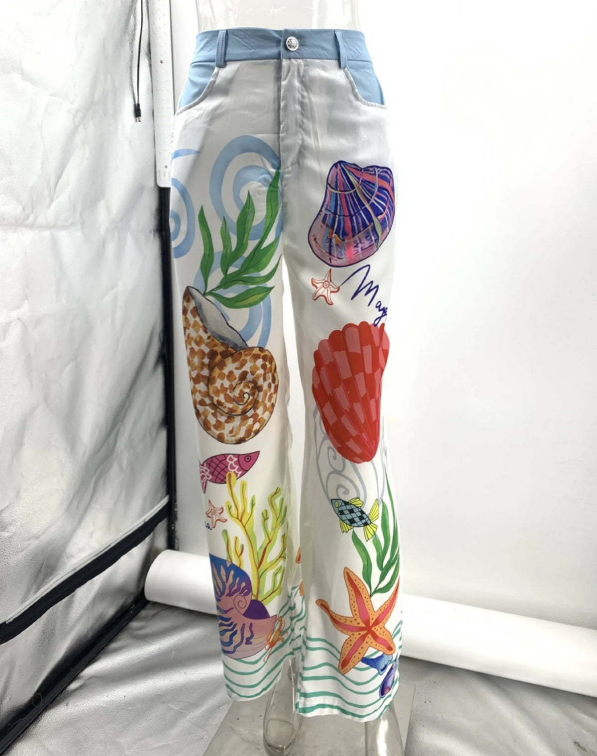 Two Piece Satin Set – Bohemian Print – Loose Fit – Long Sleeve Shirt & Wide Leg Pants | KIMLUD
