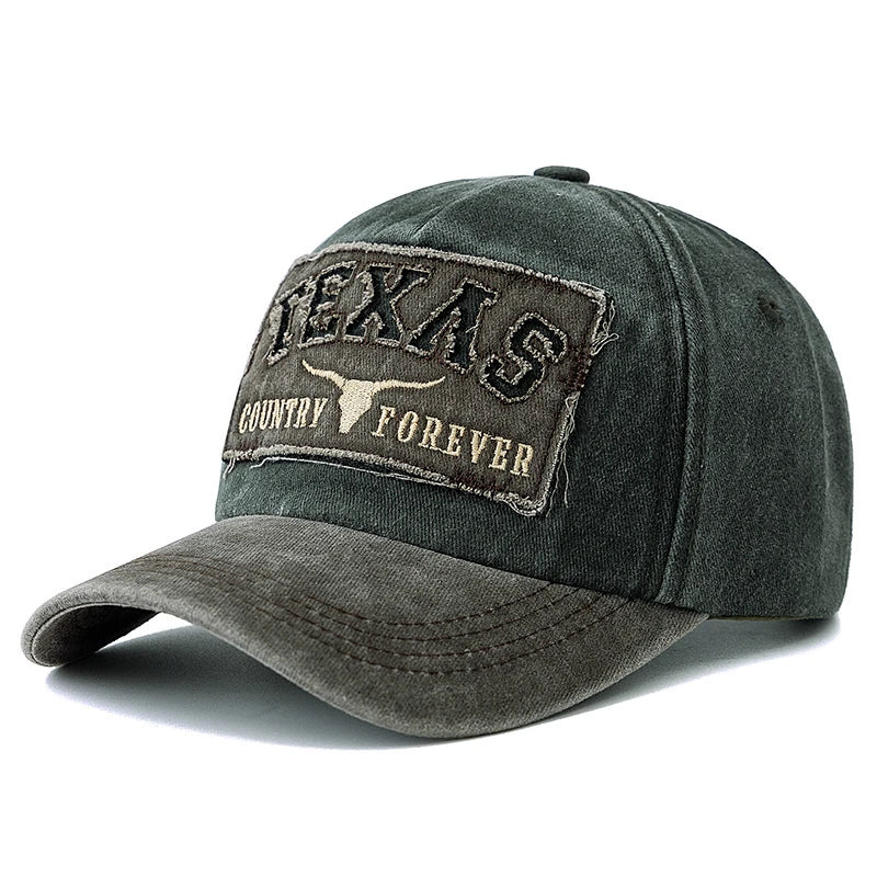 Hot Sale Unisex Washed Cotton Vintage Baseball Cap TEXAS Letter Embroidery Outdoor Sports Dad Hat For Men And Women