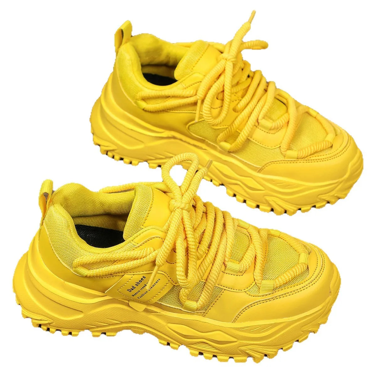 Platform Air Mesh Sneakers With Thick Sole — Yellow | KIMLUD