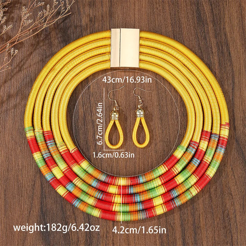 Jewelry Set Multi-Layer Woven Zinc Alloy Gold | KIMLUD