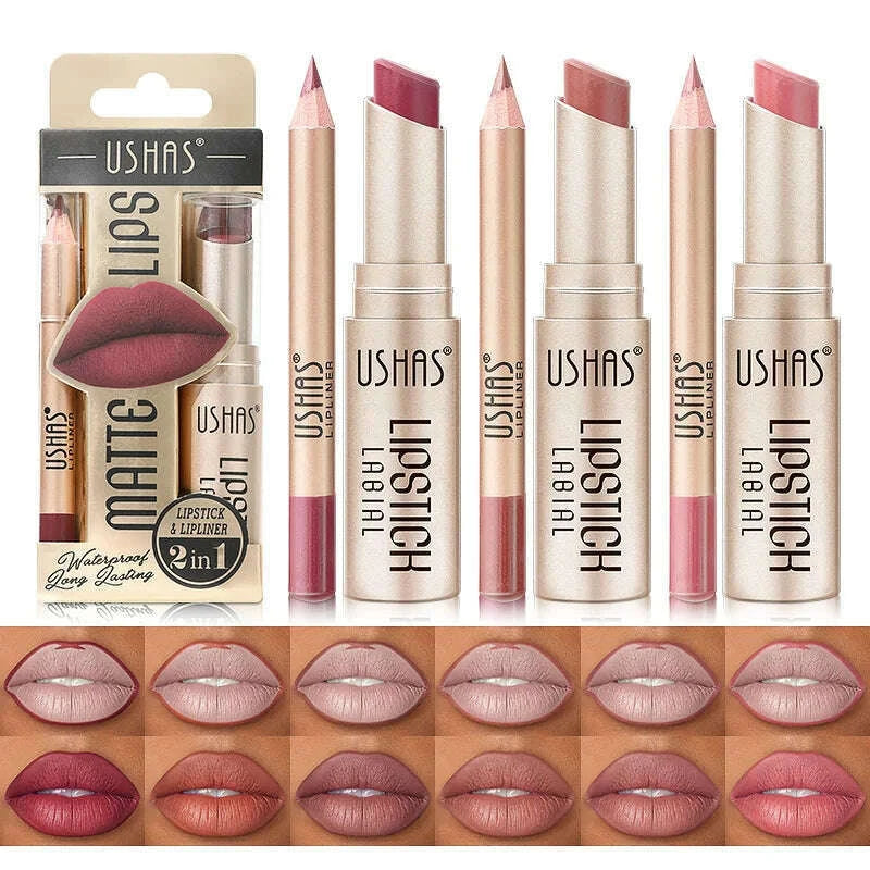ushas-12-color-lip-liner-lipstick-set-easy-coloring-matte-lipstick-long-lasting-nude-red-lipstick-kimlud-kimlud-33921752