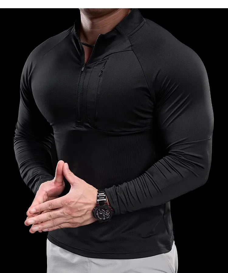 Technical Knit Long-Sleeve T-Shirt Quick-Dry — Sand Beige | KIMLUD