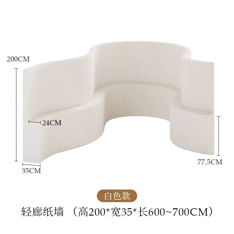 2M Height White Creative Home Decor Organ Paper Wall Screen Removable Folding Room Dividers Office Partition Baffle Fence