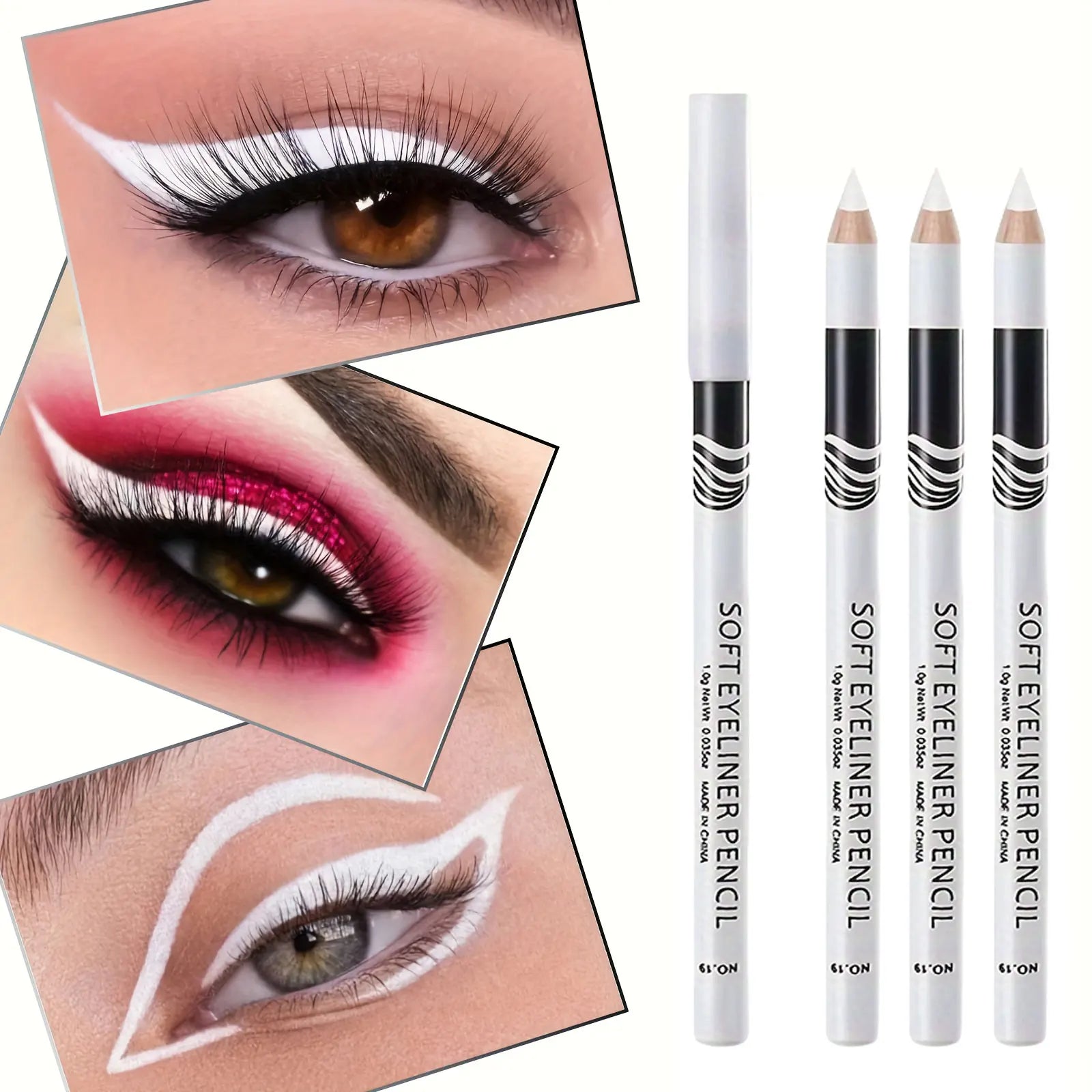 Eyeliner - White Inner Eyeliner Pen - Wooden Rod - White | KIMLUD
