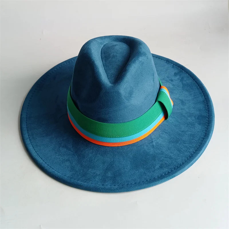 Suede Fedora Hat Wide Brim — Grayish Brown | KIMLUD