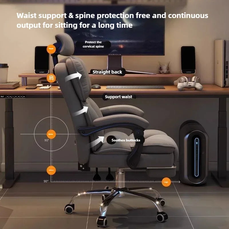 Stainless-Steel Office Chair Ergonomic With Adjustable Back — Gray | KIMLUD