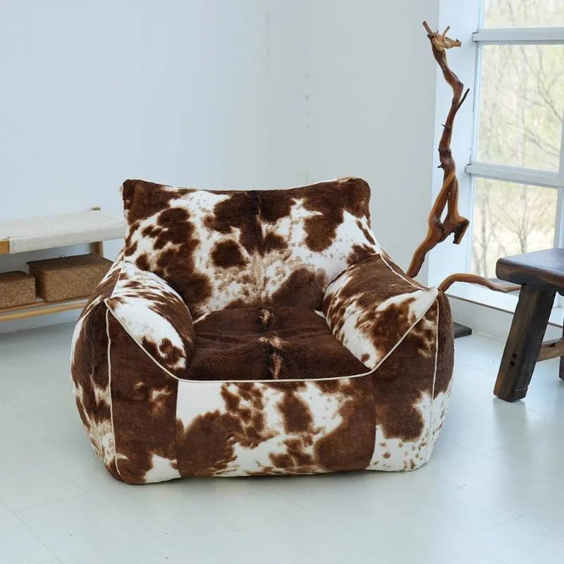Minimalist Bean Bag Sofa Designer Soft Modern Lounge Seating For Cozy Living Rooms — Brown | KIMLUD