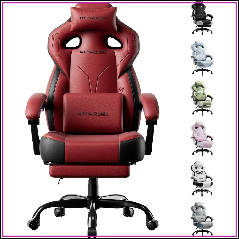 Gaming Chair – Ergonomic Design – Faux Leather – Wine Red | KIMLUD
