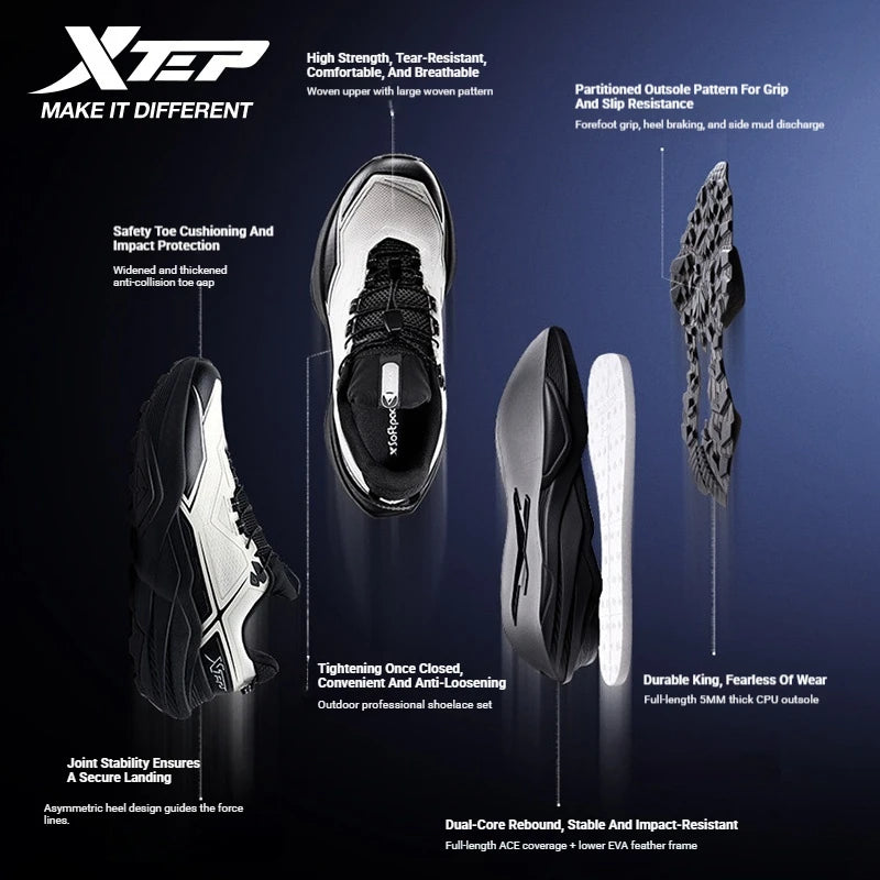 Xtep Chase Mountain 2.0 Pro Professional Outdoor Trail Running Shoes For Men Rebound Anti-Slip Wear-Resistant 874319170003