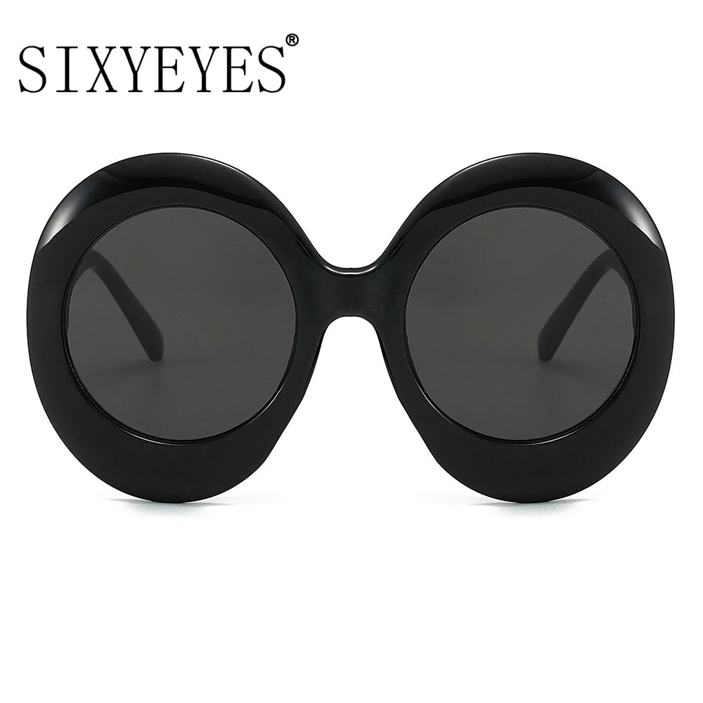 Premium Plastic Oversized Oval Sunglasses — Black | KIMLUD