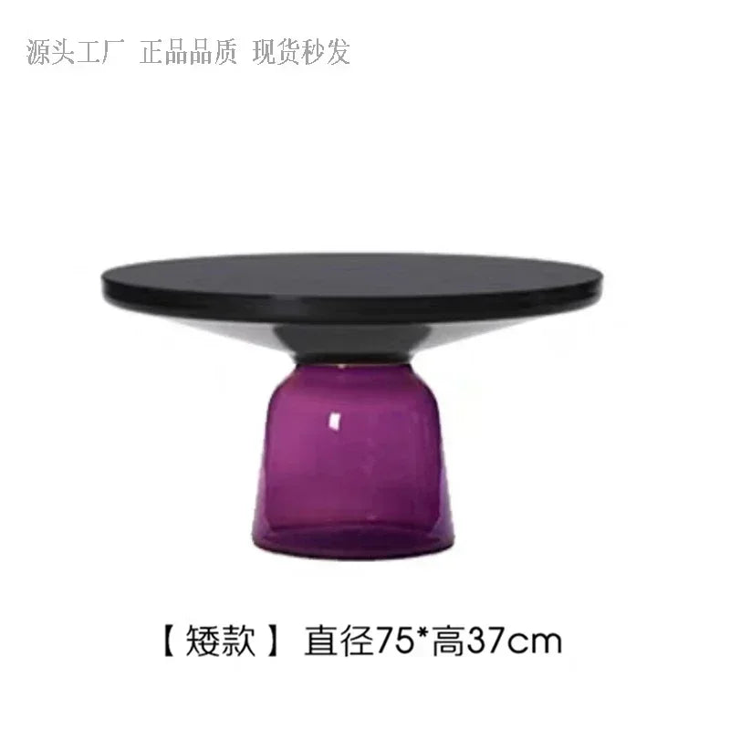 Nordic Creative Glass Round Coffee Table Combination Living Room Reception Side Table Transparent Light Luxury Coffee Tables