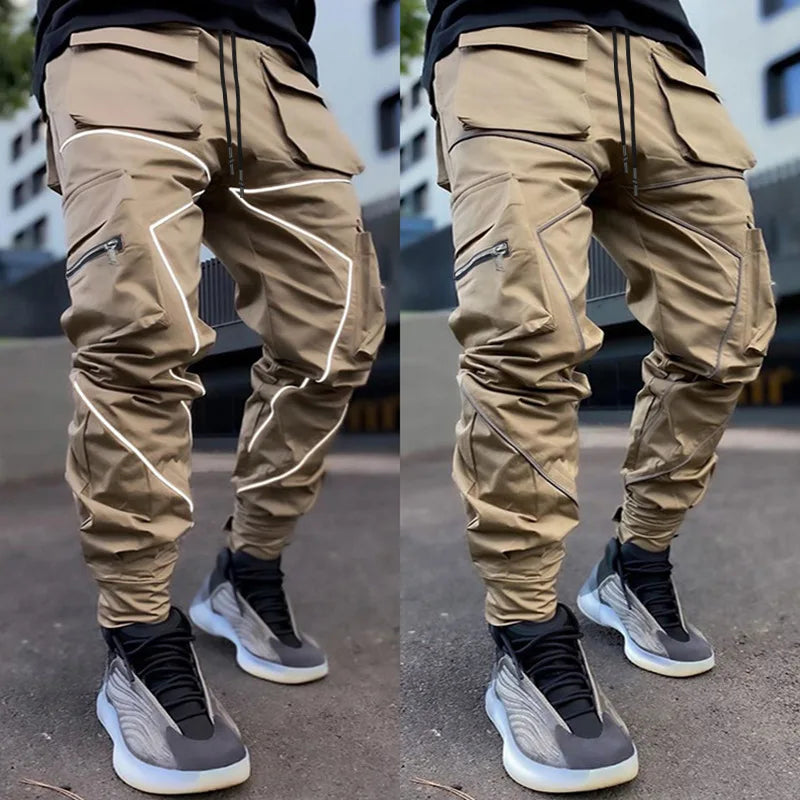 Patchwork Cargo Jogger Trousers Multi Pocket — Black And White Patchwork | KIMLUD