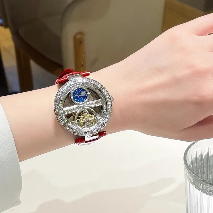 Stainless Steel Diamond Studded Wristwatch — Silver | KIMLUD