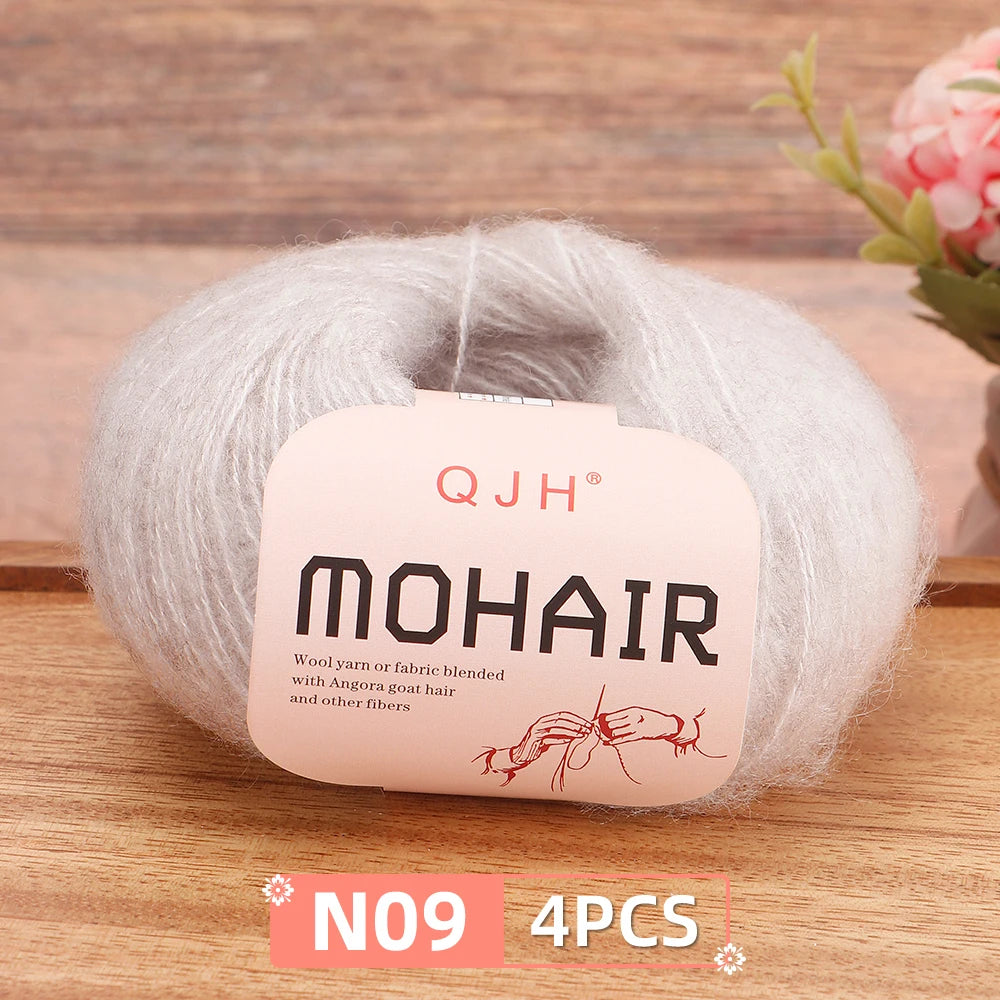 Mohair Yarn Set 4-Skein Bundle, 130m Each — Multicolor | KIMLUD