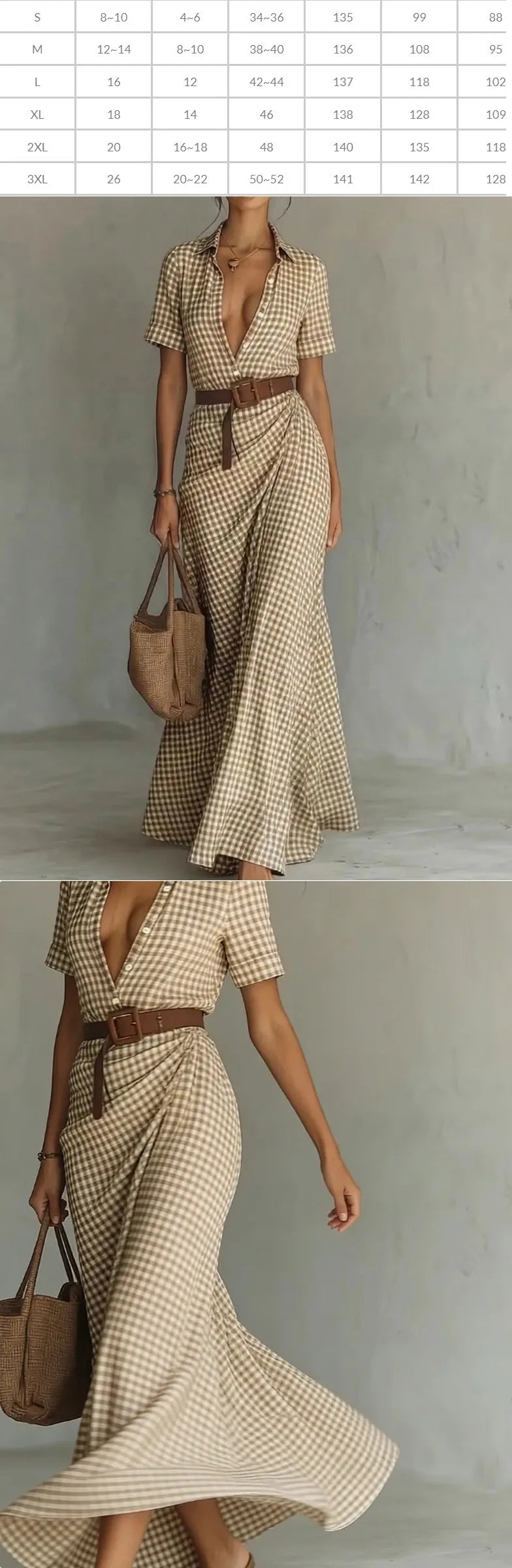 Polyester Blend Plaid Button Dress — Black | KIMLUD