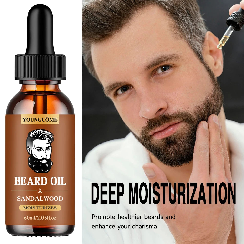 Sandalwood Beard Care Duo Growth Oil And Balm Set For Nourishing Grooming Ritual — Sandalwood Brown | KIMLUD