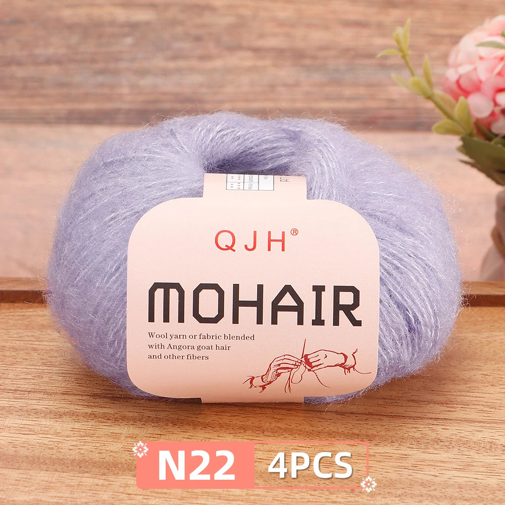 Mohair Yarn Set 4-Skein Bundle, 130m Each — Multicolor | KIMLUD