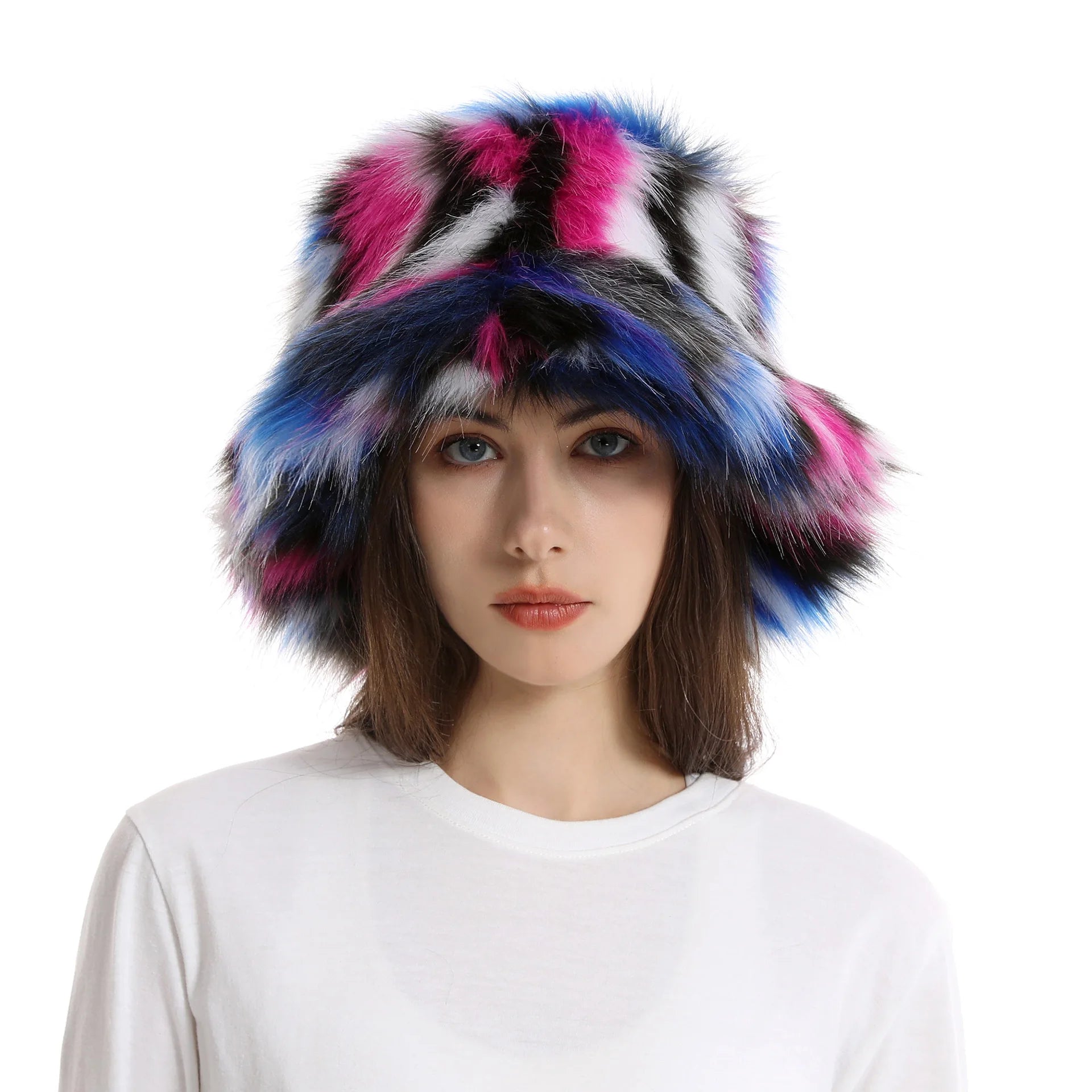 New Fur Hat Women Warm Snow Ski Cap Female Faux Fox Fur Bomber Hat Lady Windproof Winter Hats for Women Russian Warmer Hat - KIMLUD