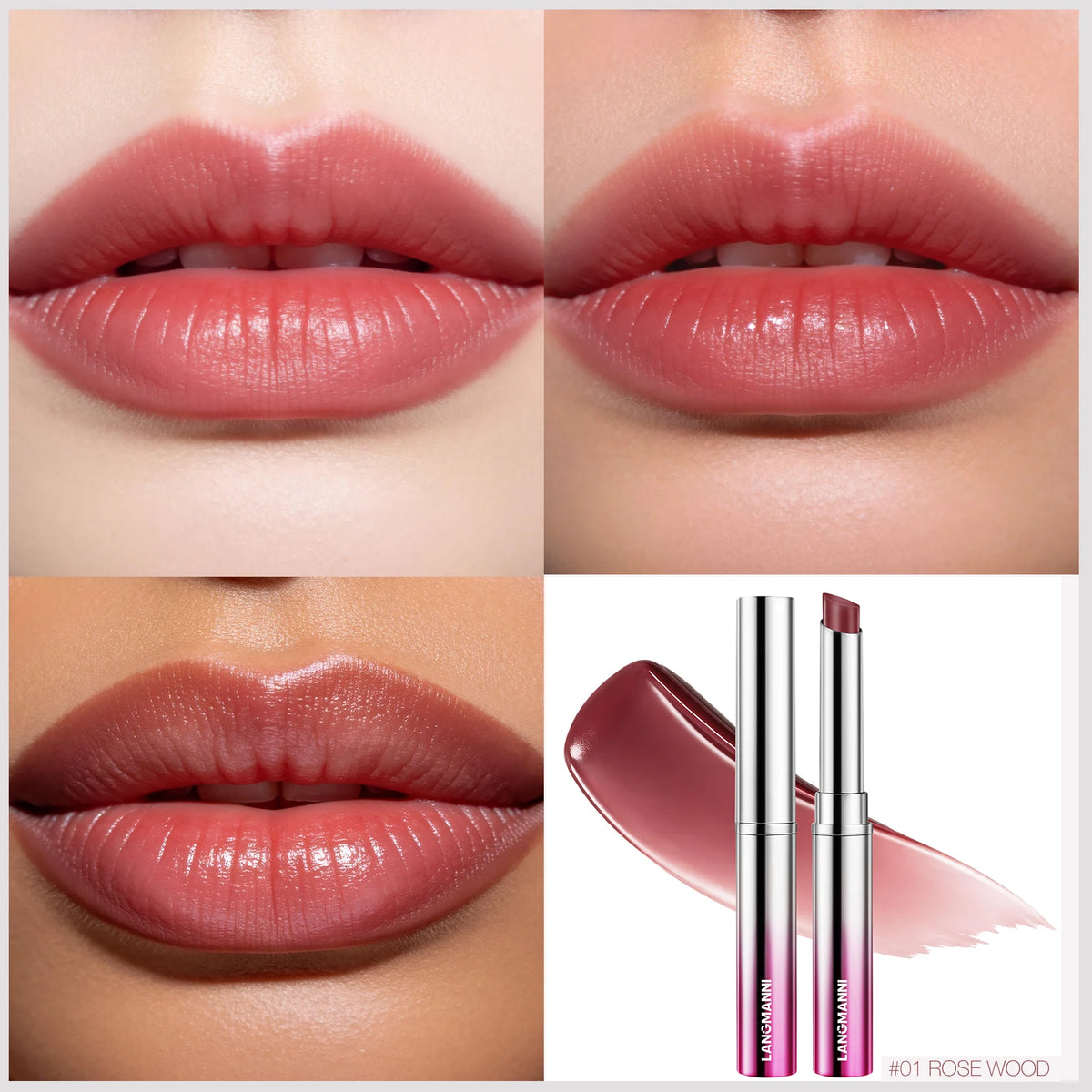 LANGMANNI 6 Colors Honey Pink Lipstick Waterproof Not Fading Sexy Nude Brown Lip Tint for Women Make Up Solid Lip Gloss Cosmetic