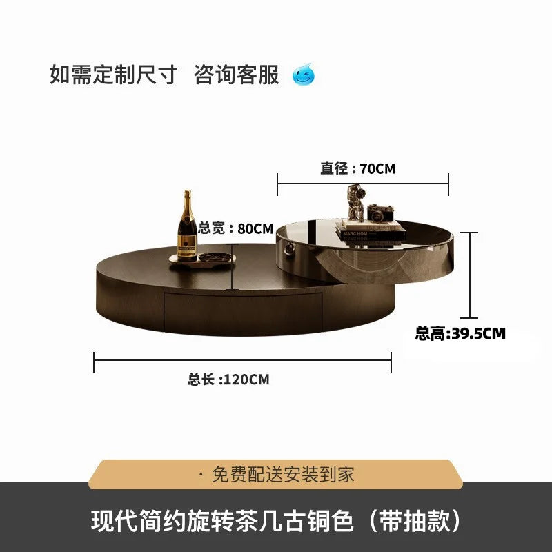 Italian Minimalist Coffee Table Unique Mechanism Round Aesthetic Side Table Simple Decoration Mesa Auxiliar Postmodern Furniture
