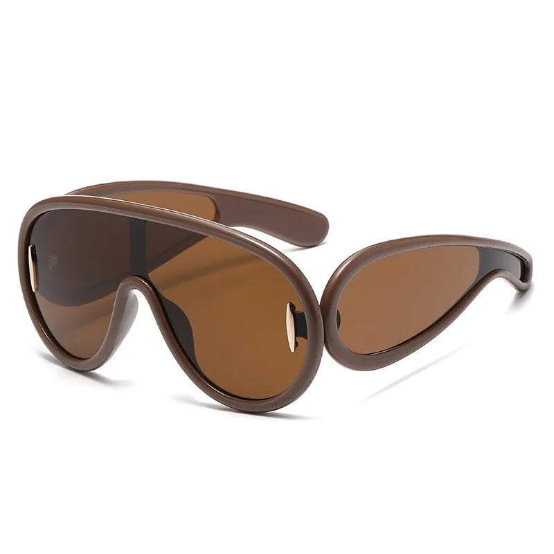 Steampunk Oversized Sunglasses UV400 — Black | KIMLUD