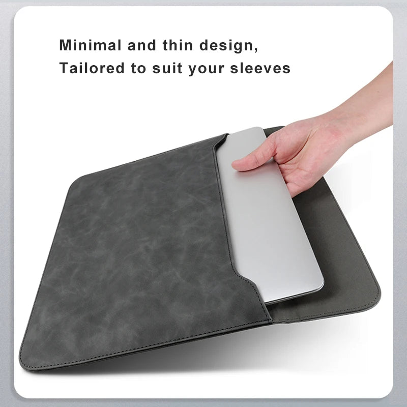 PU Laptop Sleeve 13–16 Inch Protective Fit — Gray | KIMLUD