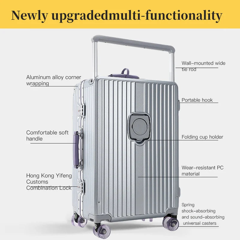 Women's Wide-Tube Telescopic Handle Luggage 2025 New Style 20-inch Carry-On Suitcase