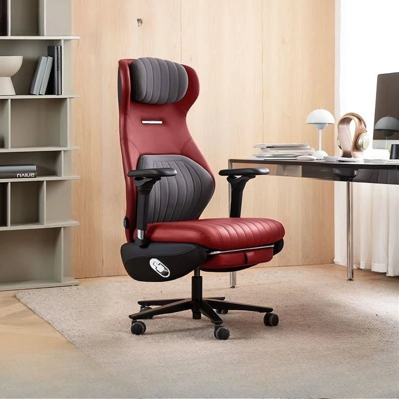 Microfiber Leather Computer Chair Ergonomic Multifunctional For Home Office E-Sports — Crimson Red | KIMLUD