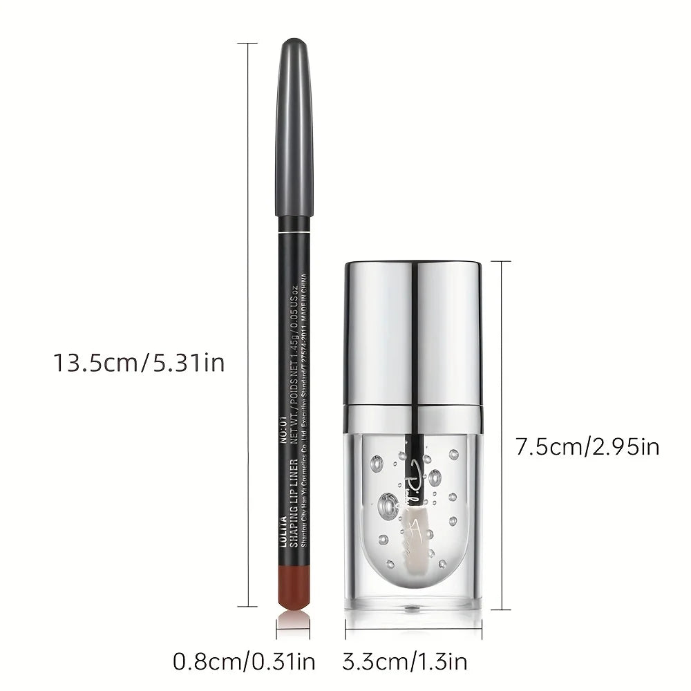 Silky Smooth Lip Liner & Lip Oil Set Long-Lasting Hydration — Caramel | KIMLUD
