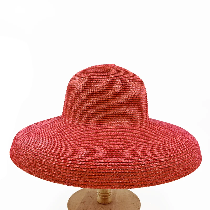 Straw Sun Hat Hepburn Foldable — Rose Red | KIMLUD