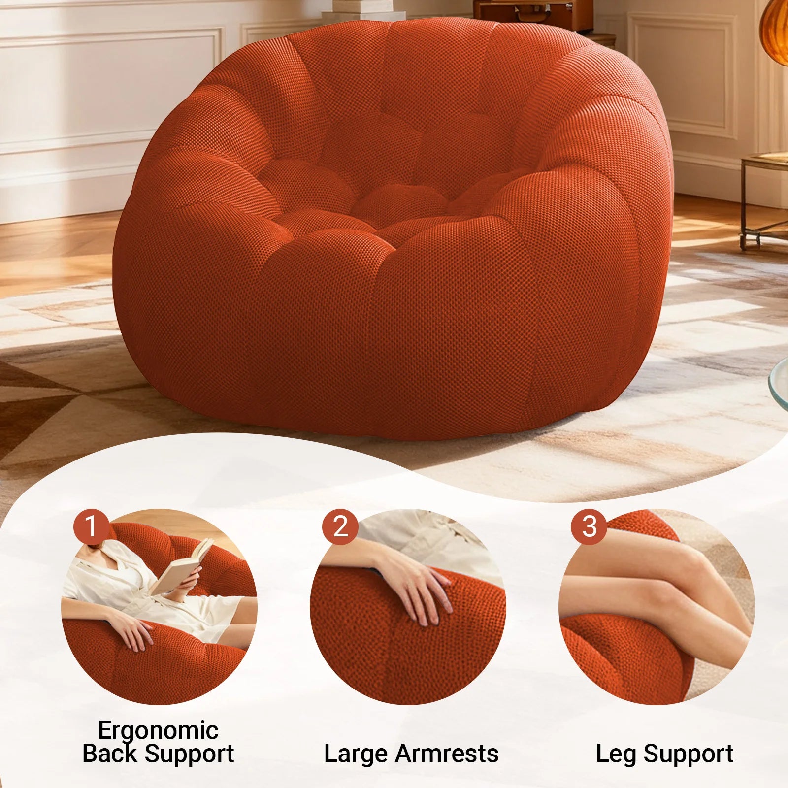 Adult/Child Memory Foam Bean Bag Chair, Small Bubble Chair for Bedrooms, Honeycomb-shaped Curved Sofa Suitable for Living Rooms