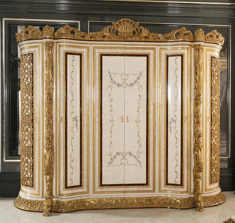 Wooden Bed With Romantic Detailing — Ivory | KIMLUD