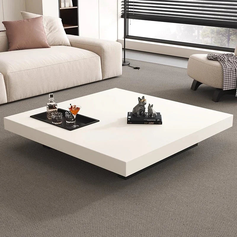 Rock Slab Coffee Table Rectangular Countertop — White | KIMLUD