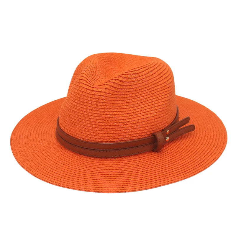 Straw Panama Sun Hat Grass-Knitted Breathable — Natural | KIMLUD