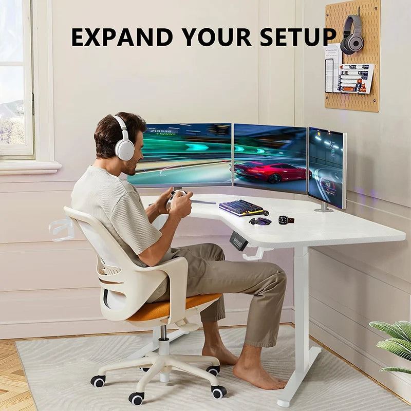 L-Shaped Desk Electric Height-Adjustable — Charcoal Matte | KIMLUD